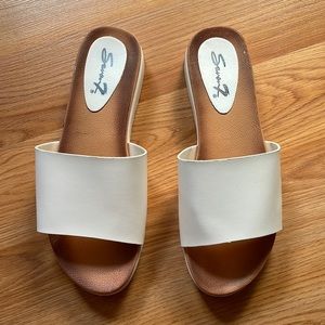 White slide sandals